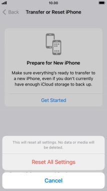 Press Reset All Settings.