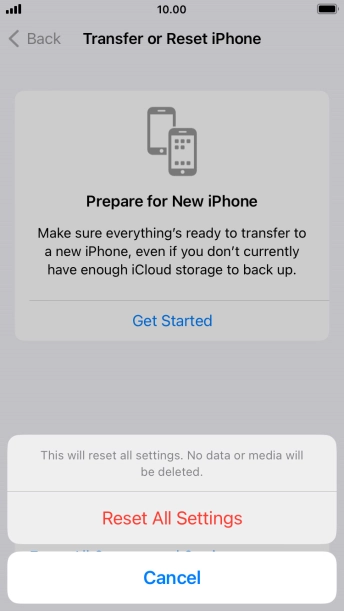 Press Reset All Settings.