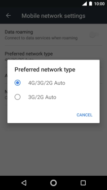 Press the required network mode.