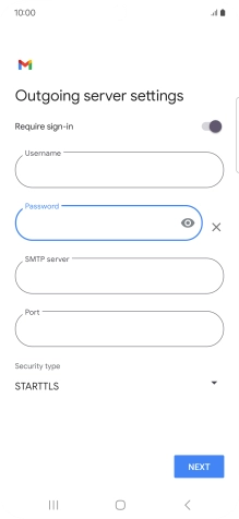 Press the field below 'SMTP server' and key in the name of your email provider's outgoing server.