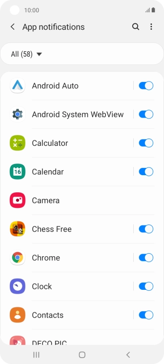Press the indicators next to the required apps to turn the function on or off. Press the indicators next to the required apps to turn the function on or off.