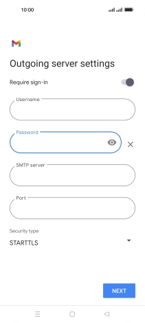 Press the field below 'SMTP server' and key in the name of your email provider's outgoing server.