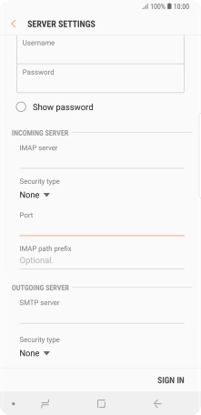 Press the field below 'SMTP server' and key in the name of your email provider's outgoing server.