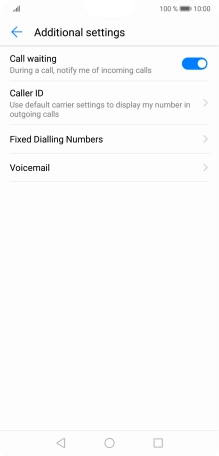 Press the indicator next to 'Call waiting' to turn the function on or off.