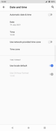 Press the indicator next to 'Automatic date & time' to turn on the function.