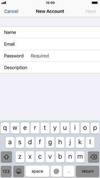 Press Password and key in the password for your email account. Press Password and key in the password for your email account.