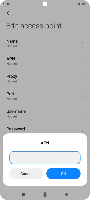 Key in wap.o2.co.uk and press OK.