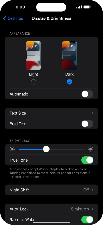 Press the indicator next to 'Automatic' to turn the function on or off.