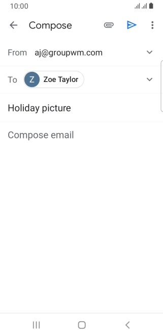 Press the text input field and write the text for your email.