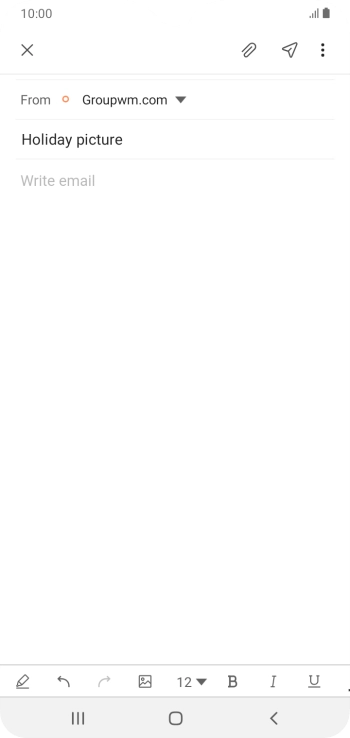 Press the text input field and write the text for your email.