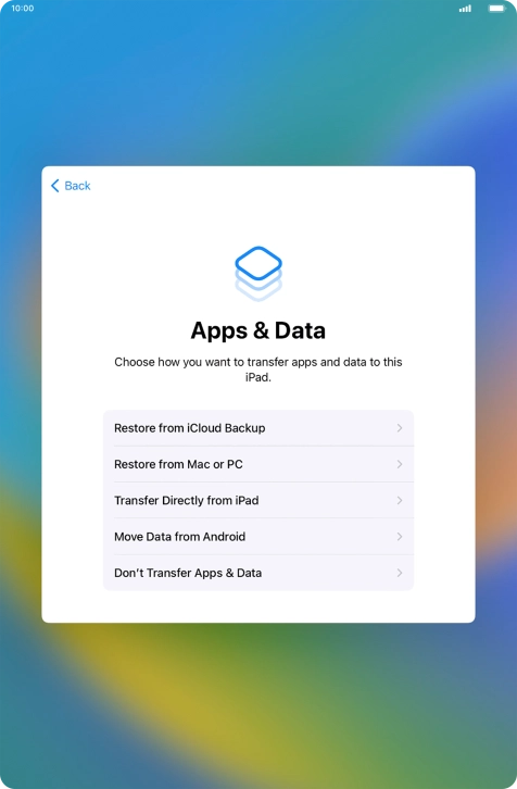 Press Don't Transfer Apps & Data and follow the instructions on the screen to finish the activation.
