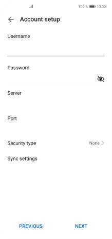 Press the field below 'Server' and key in the name of your email provider's incoming server.