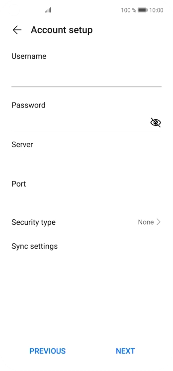 Press the field below 'Server' and key in the name of your email provider's incoming server.
