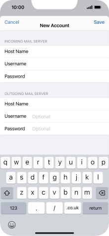 Press Username and key in the username for your email account.