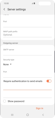 Press the second field below 'Require authentication to send emails' and key in the password for your email provider's outgoing server.