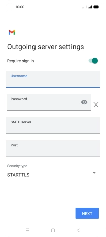 Press the field below 'Password' and key in the password of your email provider's outgoing server.