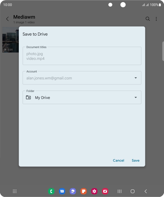 Press the field below 'Folder' and go to the required folder.