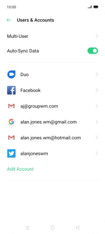 Press the indicator next to 'Auto-Sync Data' to turn the function on or off.