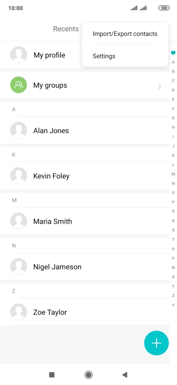Press Import/Export contacts.
