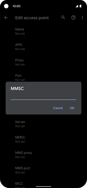 Key in http://mmsc.mms.o2.co.uk:8002 and press OK.