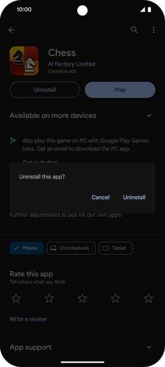 Press Uninstall.
