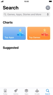 Press the search field and key in the name or subject of the required app.