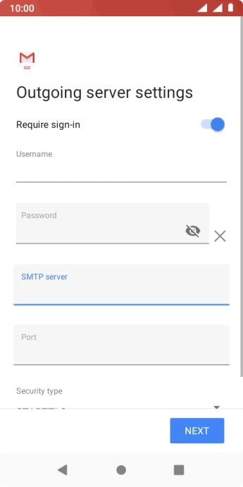 Press the field below 'Port' and key in 25.