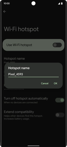Key in the required WiFi hotspot name and press OK.