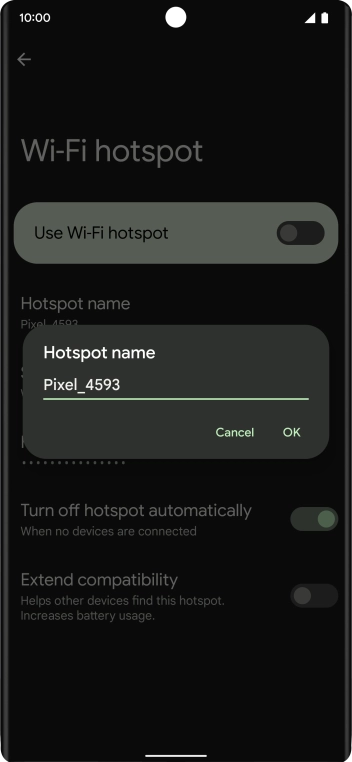 Key in the required WiFi hotspot name and press OK.