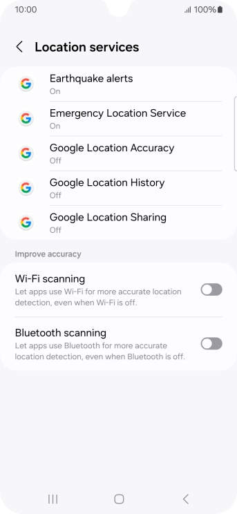 Press Google Location Accuracy.