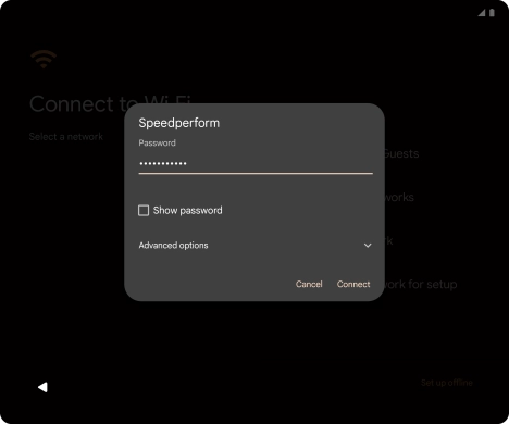 Key in the password for the WiFi network and press Connect.