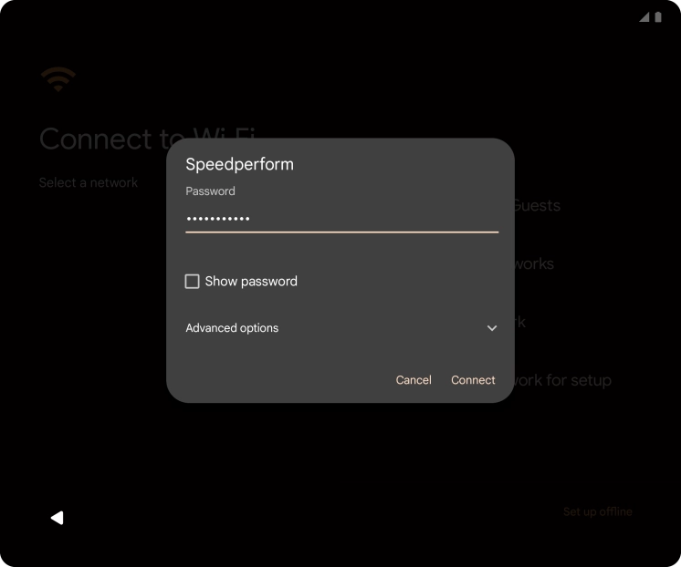 Key in the password for the WiFi network and press Connect.