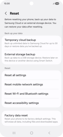 Press Factory data reset.