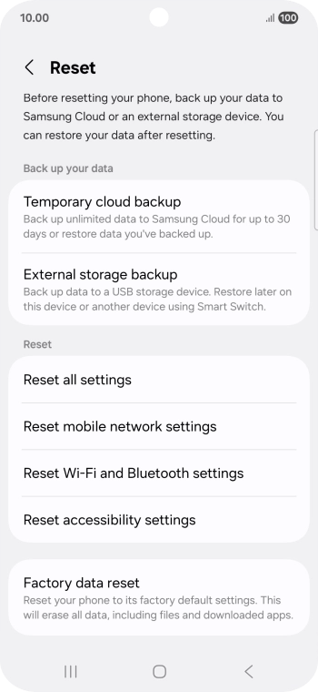 Press Factory data reset.