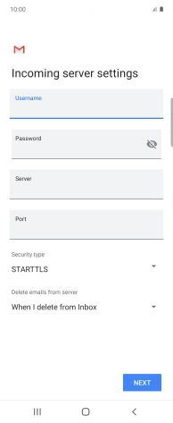Press the field below 'Server' and key in the name of your email provider's incoming server.