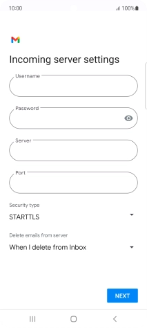 Press the field below 'Username' and key in the username for your email account.