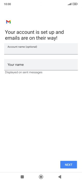 Press the field below 'Account name (optional)' and key in the required name. Press the field below 'Account name (optional)' and key in the required name.