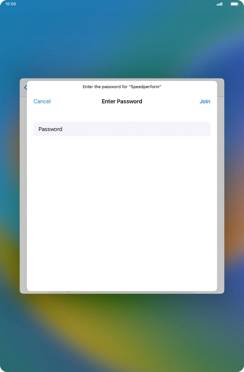 Key in the password for the WiFi network and press Join.