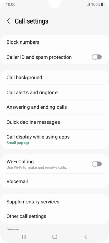 Press the indicator next to 'Wi-Fi Calling' to turn the function on or off.
