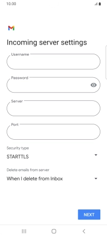 Press the field below 'Username' and key in the username for your email account.