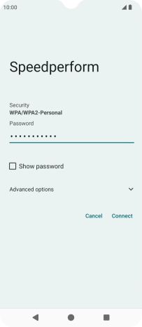 Key in the password for the WiFi network and press Connect.