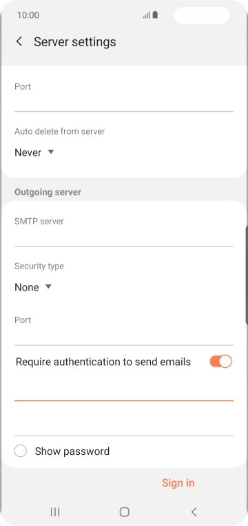 Press the second field below 'Require authentication to send emails' and key in the password for your email provider's outgoing server.