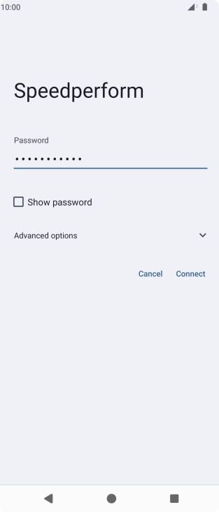Key in the password for the WiFi network and press Connect.