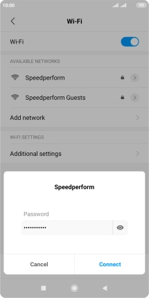 Key in the password for the WiFi network and press Connect.