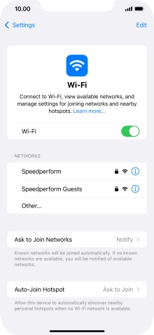 Press the required WiFi network and key in the password for the WiFi network.