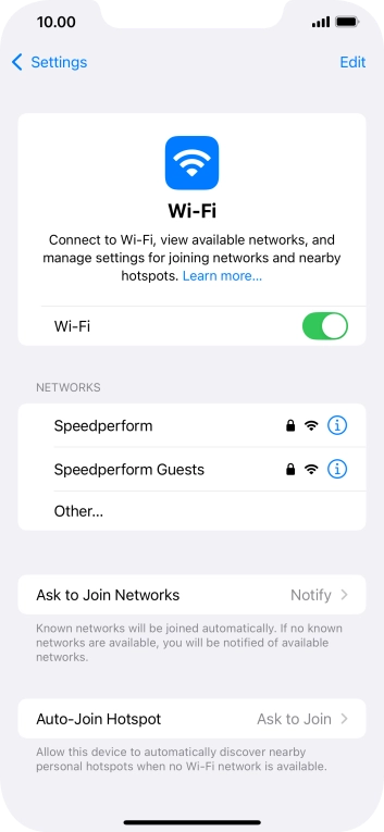 Press the required WiFi network and key in the password for the WiFi network.