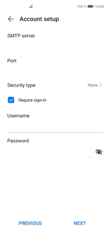 Press the field below 'Password' and key in the password of your email provider's outgoing server.