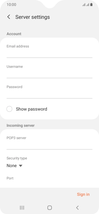 Press the field below 'Username' and key in the username for your email account.