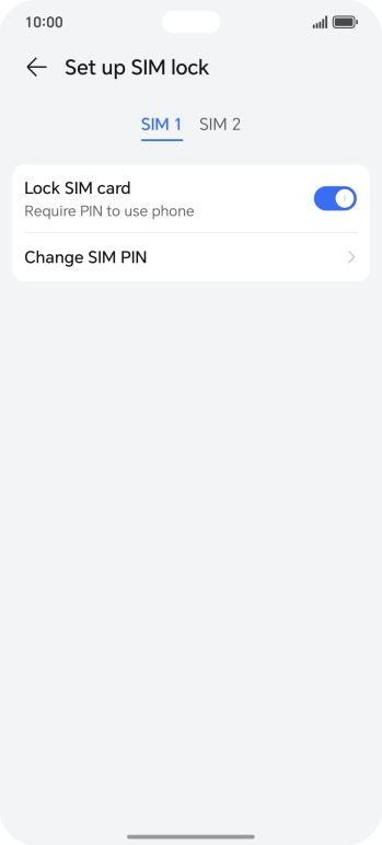 Press the indicator next to 'Lock SIM card' to turn the function on or off.