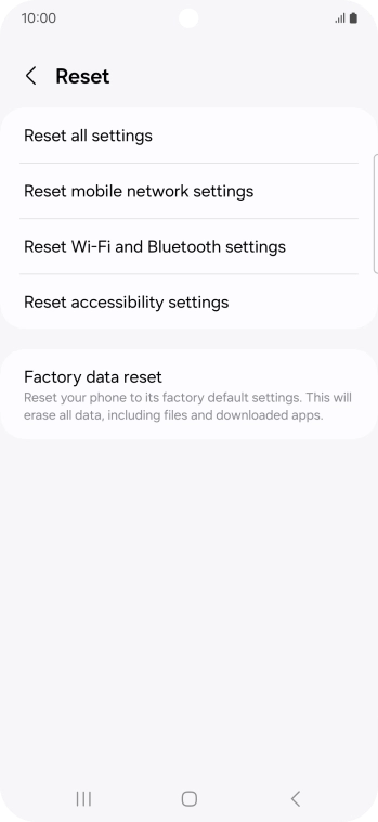 Press Factory data reset.
